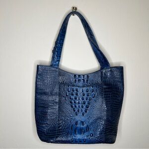 Brahmin Brayden Tote Bag Purse Blue Alden Road Croc Embossed Leather